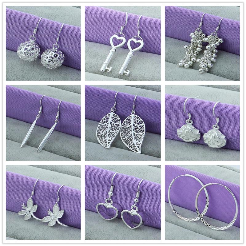 

New Fashion 925 Sterling Silver Circle Round/Heart/Flower/Insect Earring for Woman Fine Jewelry