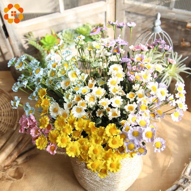 

15 Heads/Branch Colorful Artificial Flowers Silk Daisy Flowers Fake DIY Wedding Party Decoration Home Vases Decoration1, White