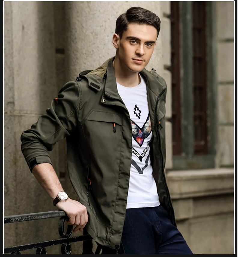 

Men jacket casual jackets hooded hiking jacket Winter coats and jackets windproof and waterproof Comfortable and breathable, Black