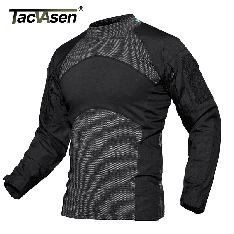 

TACVASEN Men Summer Tactical T-shirt Army Combat Airsoft Tops Long Sleeve Military tshirt Paintball Hunt Camouflage Clothing 5XL 201203, Jungle camouflage