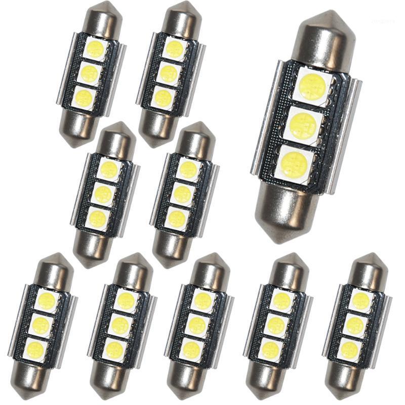 

10PCS Canbus Error Free Festoon Dome Reading Light 36MM 1.50" 3--SMD LED Light Bulb White Side License plate Lamp1, As pic