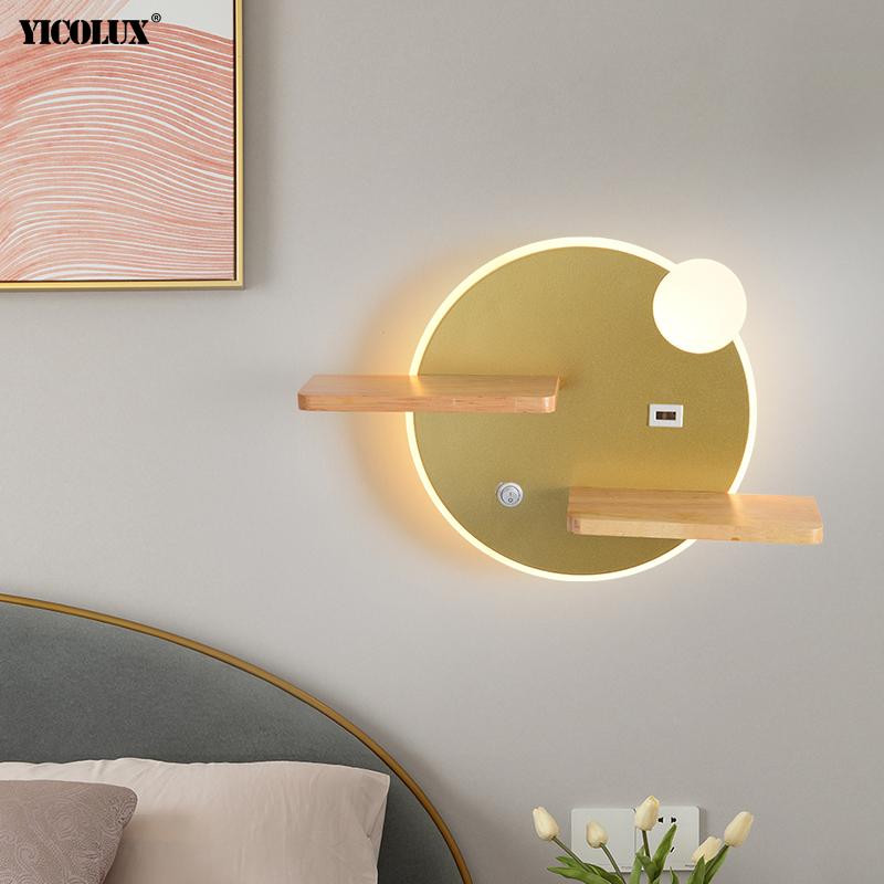 

New Modern Wall Lamps Round Square Lights For Living Study Kid's Room Bedroom Bedside Aisle Decoration Luminarie Indoor Lighting