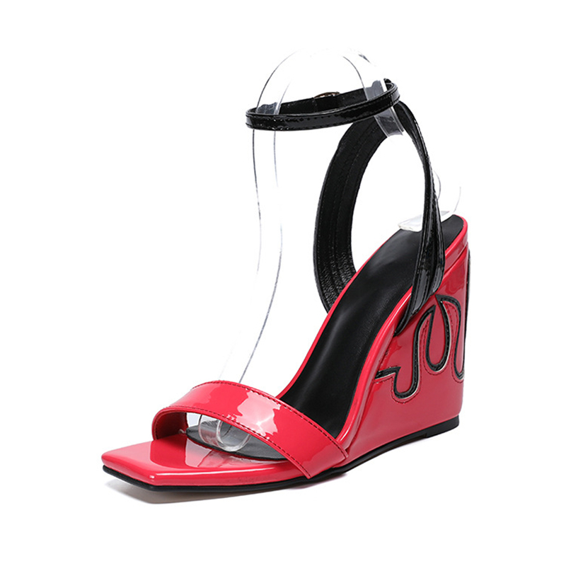 

Women's Will See 2020 New Black Toe Open-toed Red Ladies Genuine Leather Shoes Ankle Belts Pumps More Size 43 Hqa6