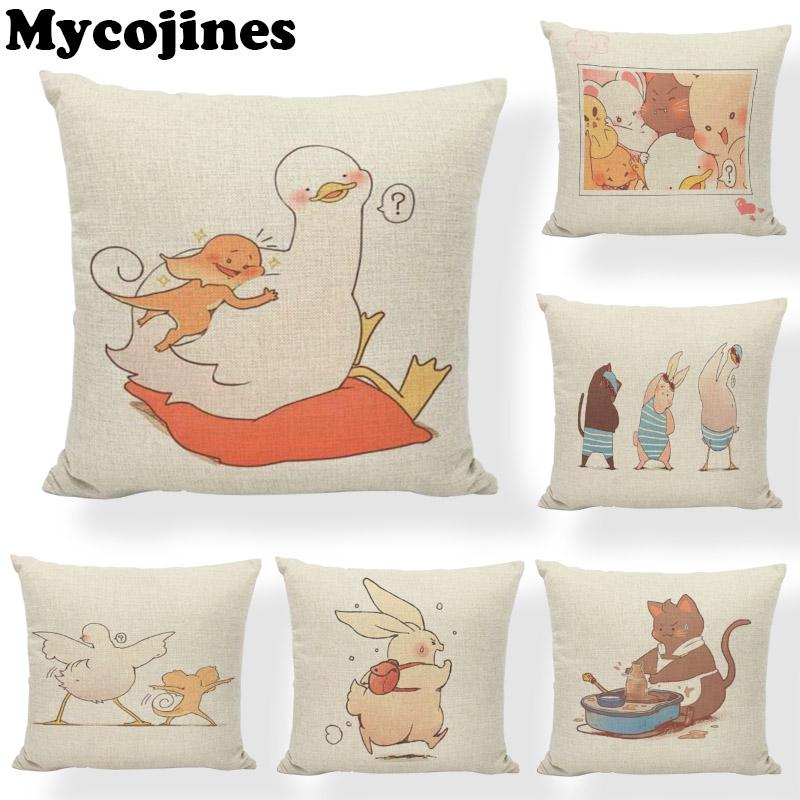 

Top Warm Duck Autumn Pillowcase Cat Cooking Animal Dance Big Carnival Living Room Sofa Dormitory Car Decoration Cushion Cover