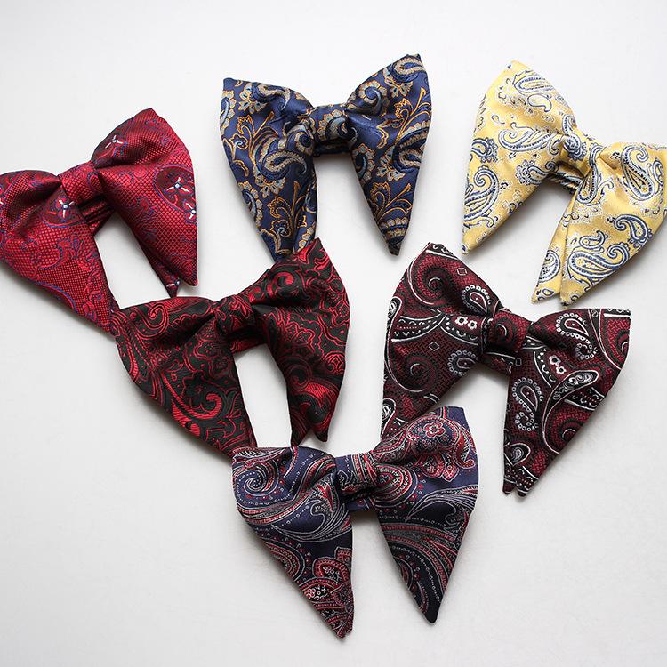 

New Classic Paisley Floral Big Bowtie for Mens Cravats for Women Bowtie Double-Layer Butterfly Soft Wedding Party Gravatas