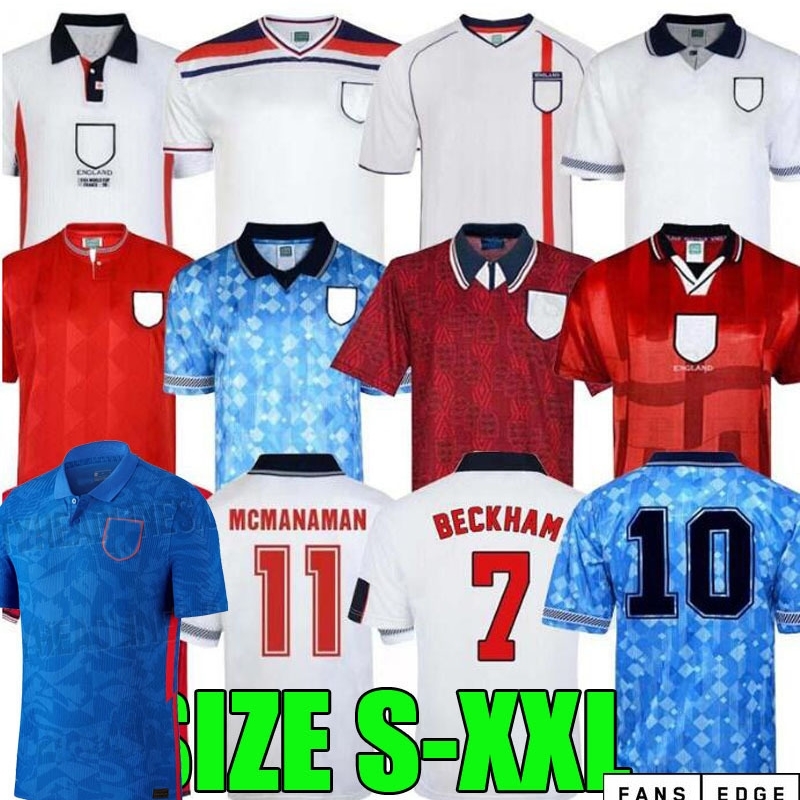 Beckham Owen 2002 World Cup England Soccer Home Red Long Sleeves Jersey Shirt 