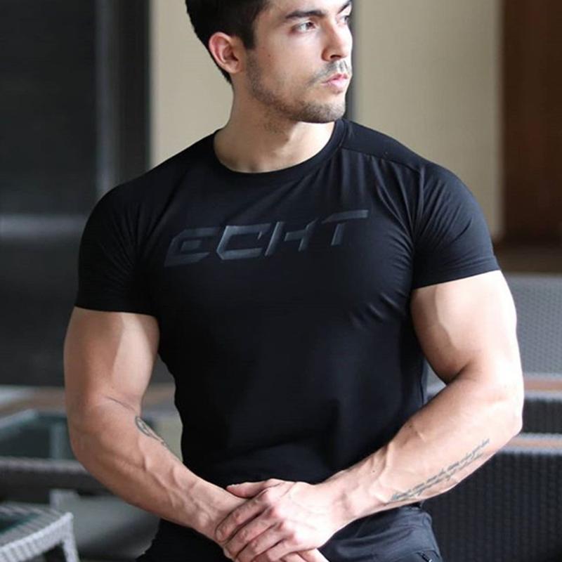 

Men's T-Shirts Men Running Sports Cotton T Shirt Gym Fitness Short Sleeve Slim Male Jogging Workout Training Tee Tops Brand Clothing, White;black