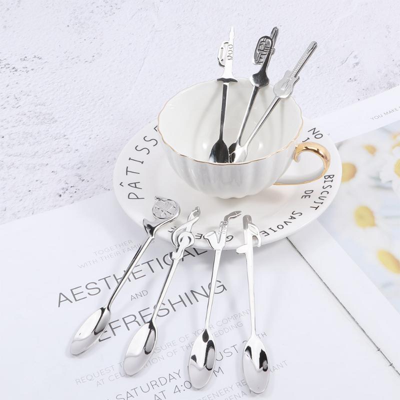 

1pc Stainless Steel Coffee Spoon Music Symbol Long Handle Creative Spoon Drinking Tools Kitchen Gadget Flatware Tableware