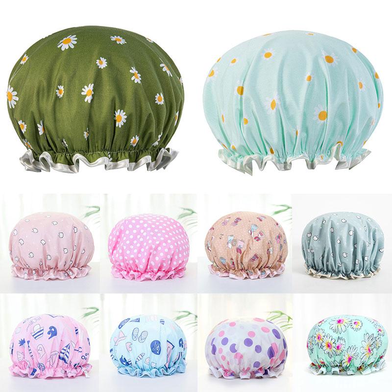 

Shower Caps women Double Layer Bath Hat Shower Hair Cover Bathroom women Supplies Bathroom Accessories