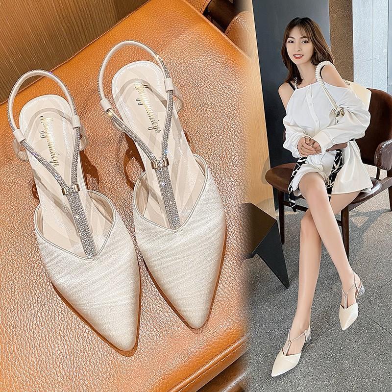 

Women's Shoes 2021 Sexy Women Pumps Pointed Toe Shallow Thin Footwear Spring Party Summer Rhinestone High Heels Ladies Shoes1, Beige