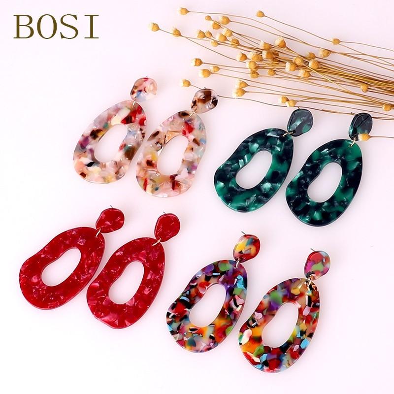 

Earrings For Women Acrylic Boho 2021 Acetate Drop Earings Fashion Dangle Face Big Bohemian Accessories Leopard Tribal Jewellery