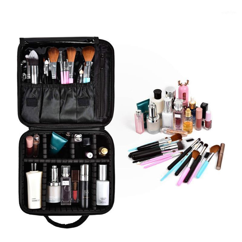 

Travel Makeup Case Artist Storage Bag Make Up Tool Boxes Brushes Bags with Compartments Waterproof Detachable Vanity Organizer1, Black