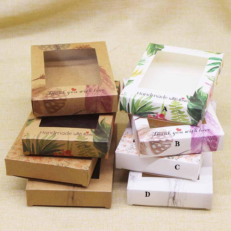

10pc Clear PVC Window Kraft Cardboard Packing Gift Box Vintage Handmade Soap Candy Card Boxes For Wedding Decor Event Party