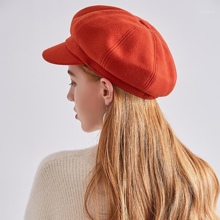 

Hot Adjustable Winter Beret For Women Solid Plain Octagonal Newsboy Cap Ladies Casual Wool Hat Women Painter Cap1, Black