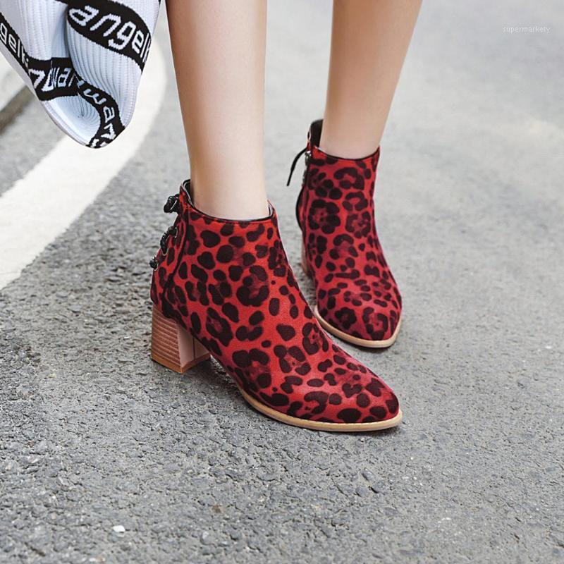 

Women Boots Casual Leather Low High Heels Spring Shoes Woman Pointed Toe Rubber Ankle Black Red Zapatos Mujer Plus Size 33-431