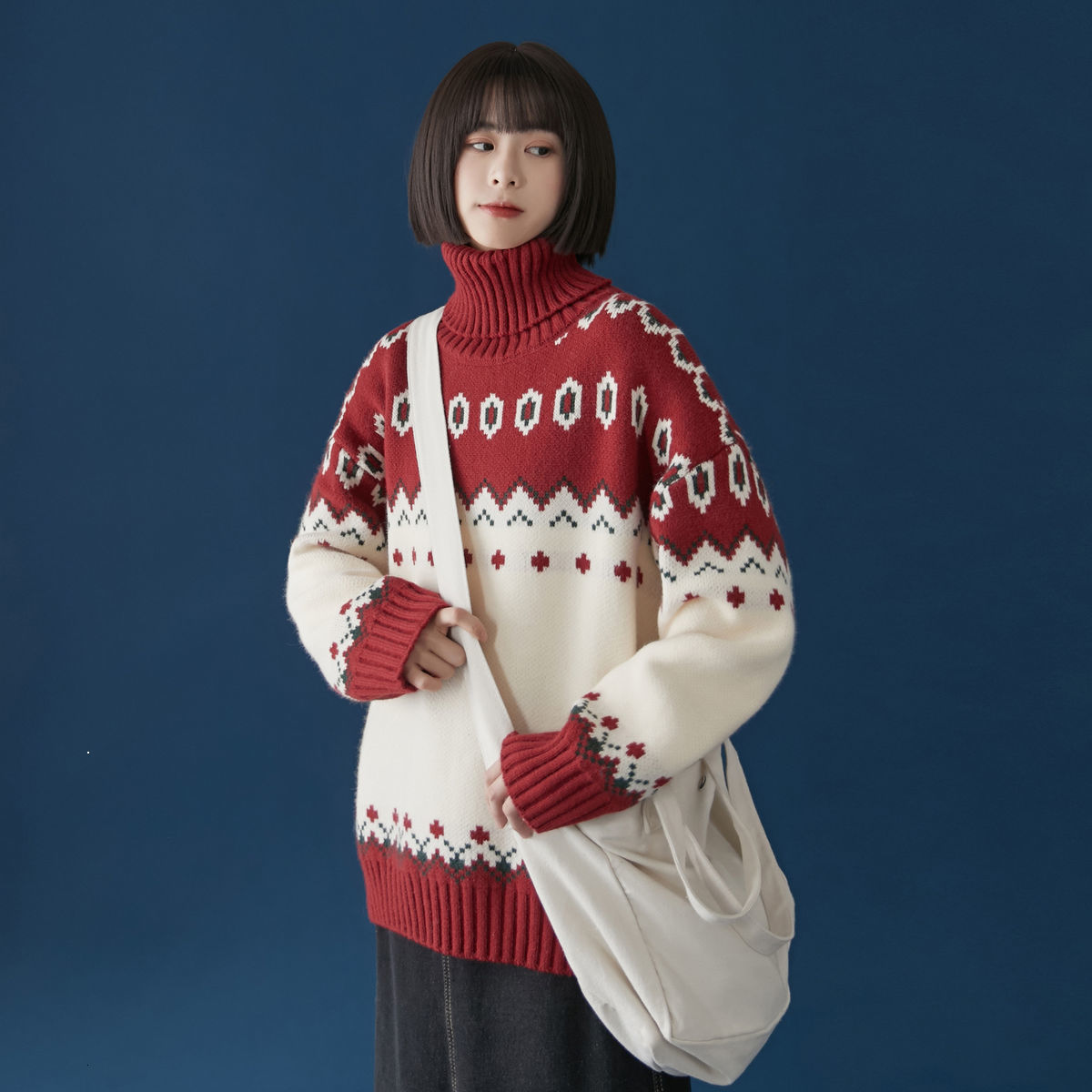 

2021 New Winter Arrival Free of Turtleneck Sleeve Long Red Men's Sweater O9ER