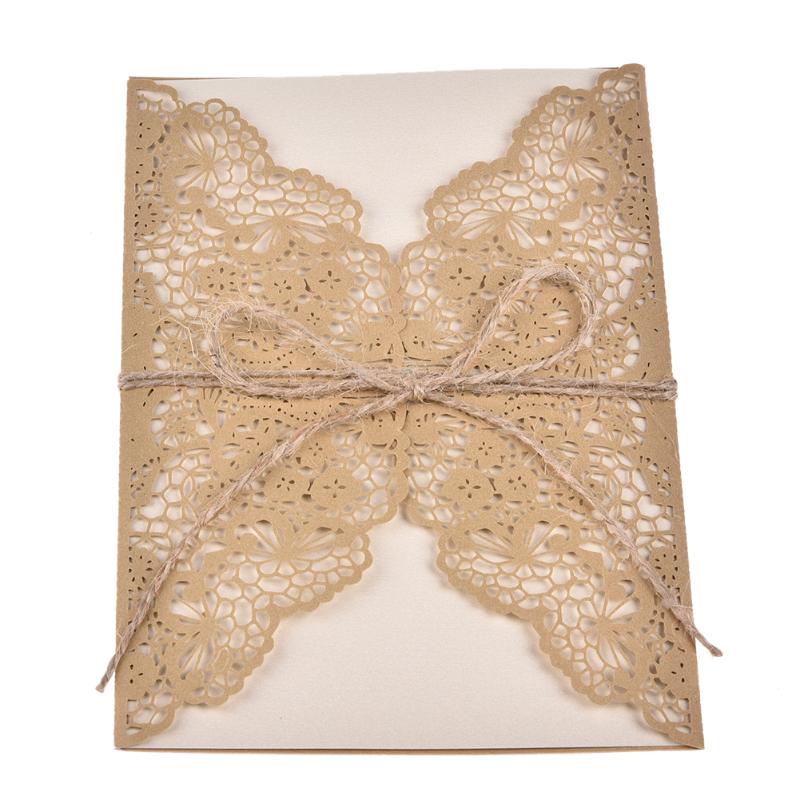 

10PCS European Style Elegant Delicate Carved Lace Wedding Party Invitations Cards