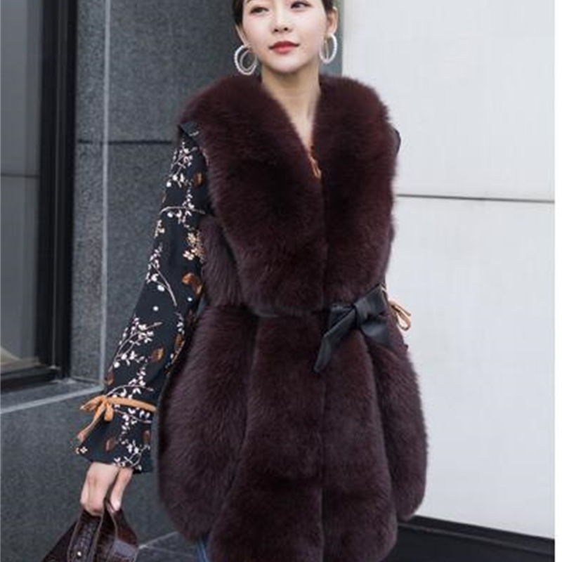 

Real Arrival New Fox Feminine Fashion Gilet Skin with High Quality Belt Spring Vest Y3w0, Purple