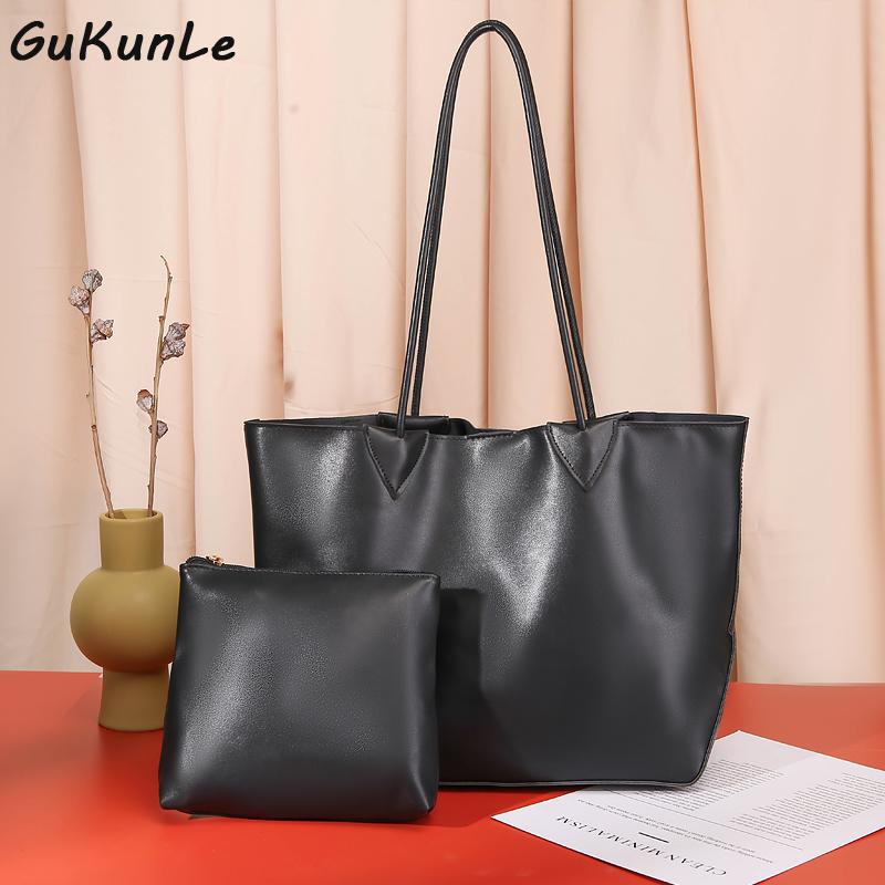 

Large Tote Bag Women Big Capacity Shopping Handbag Simple Lady Shoulder Bag Solid Color Handle Designer Tote Burgundy, Black
