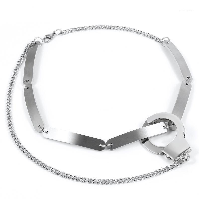 

Woman Handcuffs Necklace Creative Punk Chain Girl Silver Collier Gift Fashion Accessories1