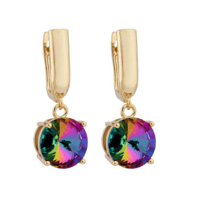 

Luxury Light Yellow Gold Color Women's earrings 12mm Round Hanging Earrings Female Long Drop earings fashion jewelry 2021