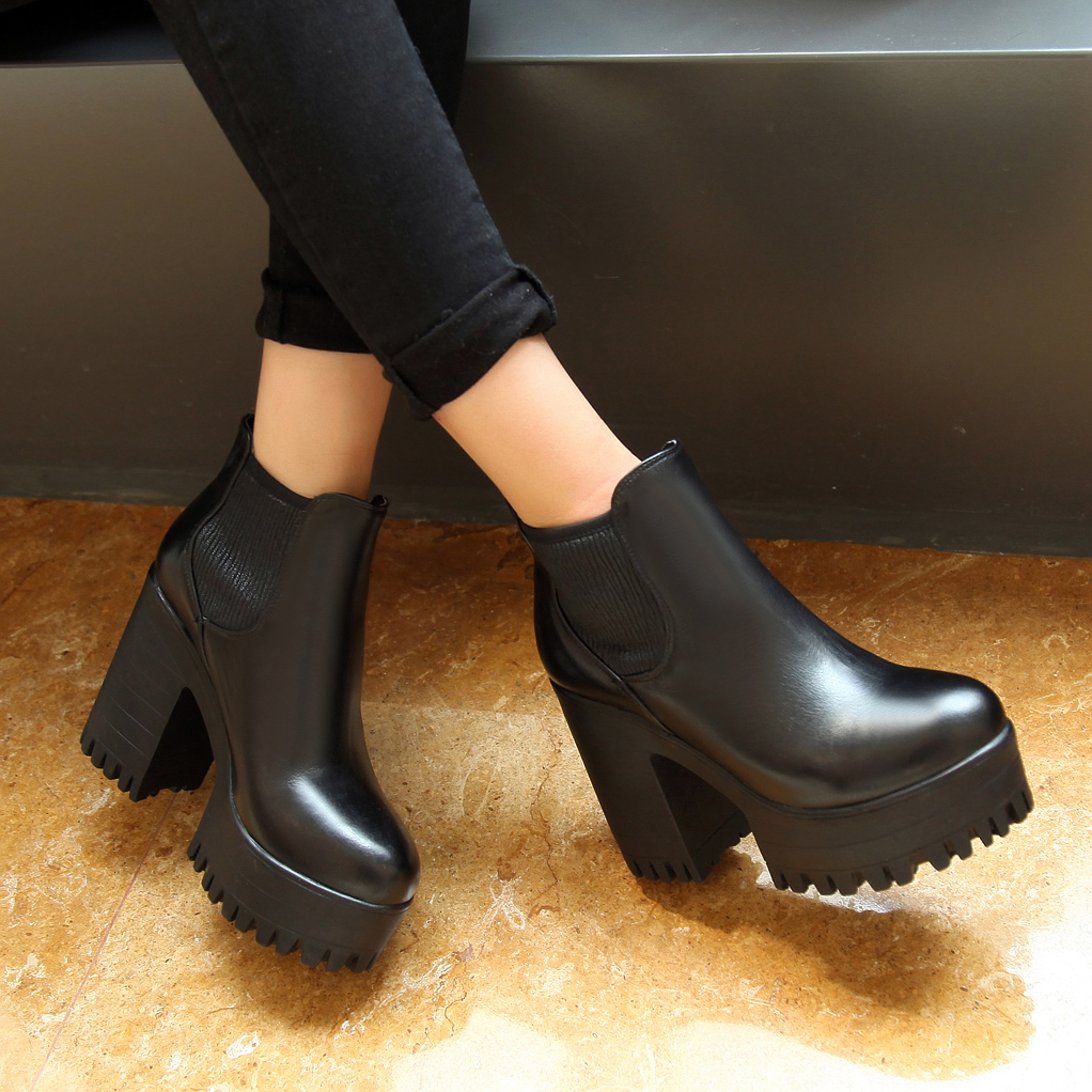 

2021 Female Hot Boots Genuine 22-24.5cm College Length Spring and Autumn Heels Woman Shoes 3YQ0, Black