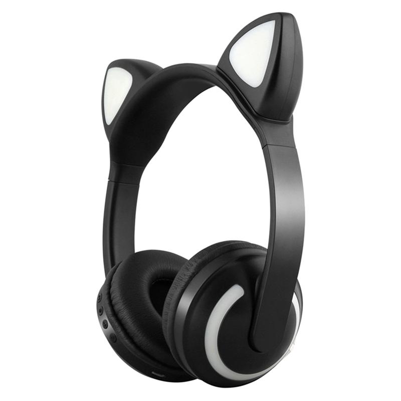 

Cat Ear Bluetooth Headset Seven Color Luminous Bluetooth Headset Stereo, Black