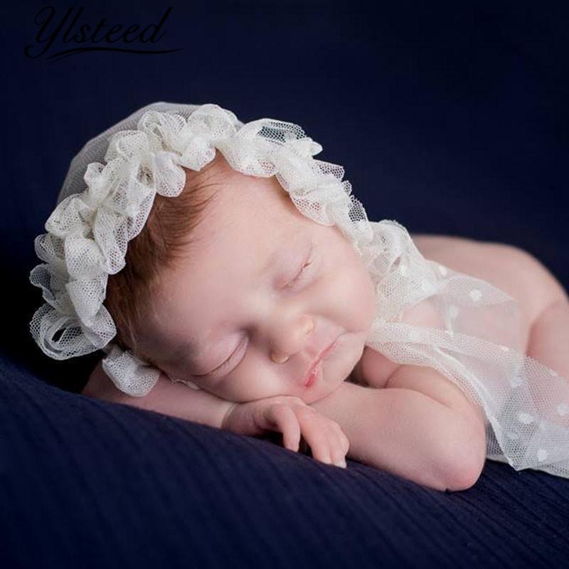 

Ylsteed Baby Lace Hat Newborn Photo Props Baby Photography Accessories Infant Photo Shooting Clothes Newborn Shower Gift, White