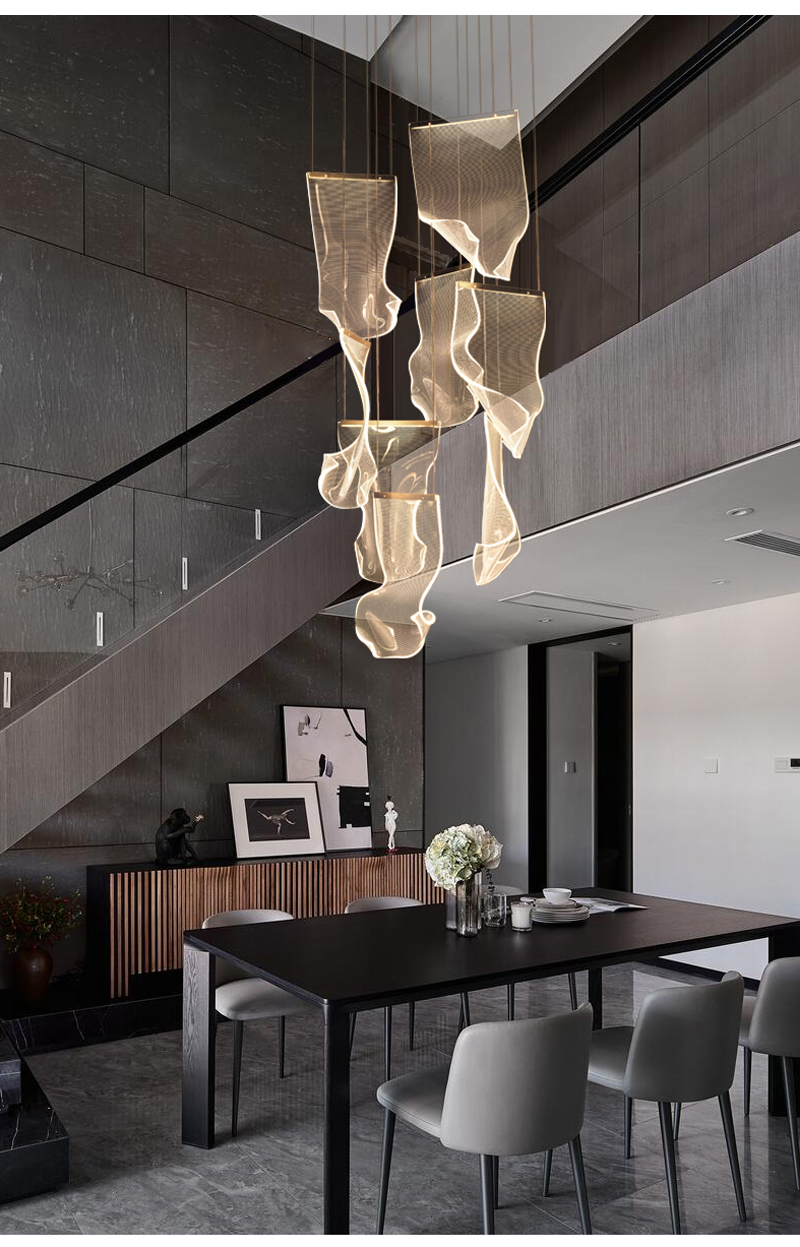 

Luxury modern led light chandelier for staircase acrylic decor hanging lighting fixtures living room hallway gold home lamps