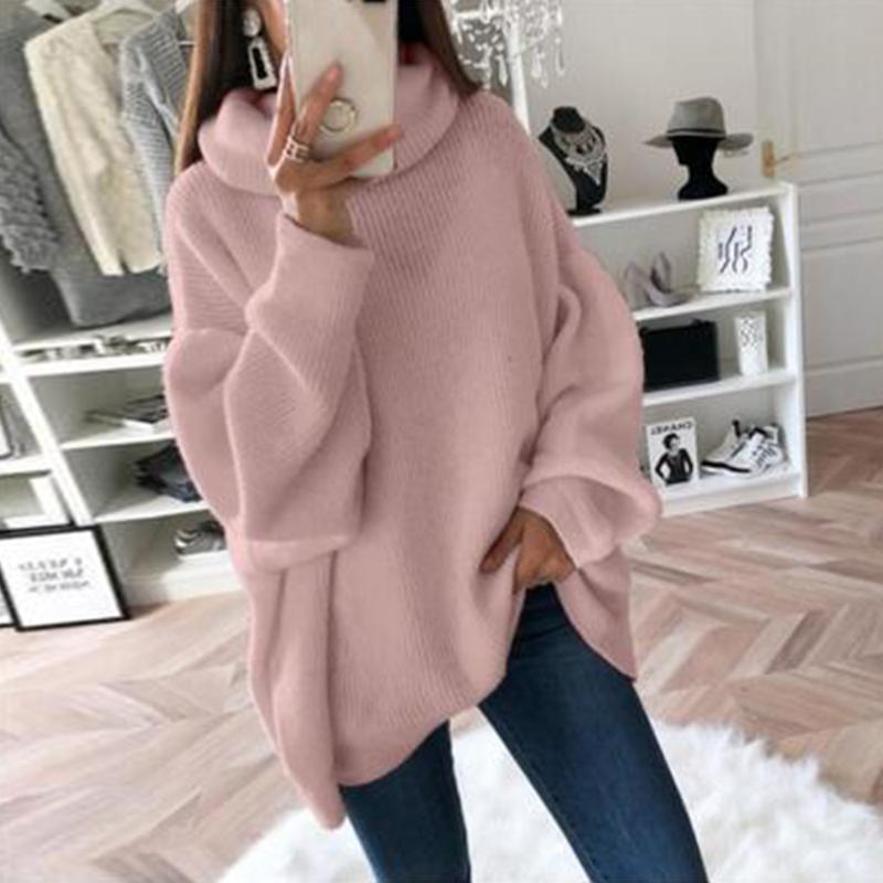 

New Women Casual Sweater Loose Turtleneck Sweater Women Knitwear Long Sleeve Female Autumn Pull Jumpers, White