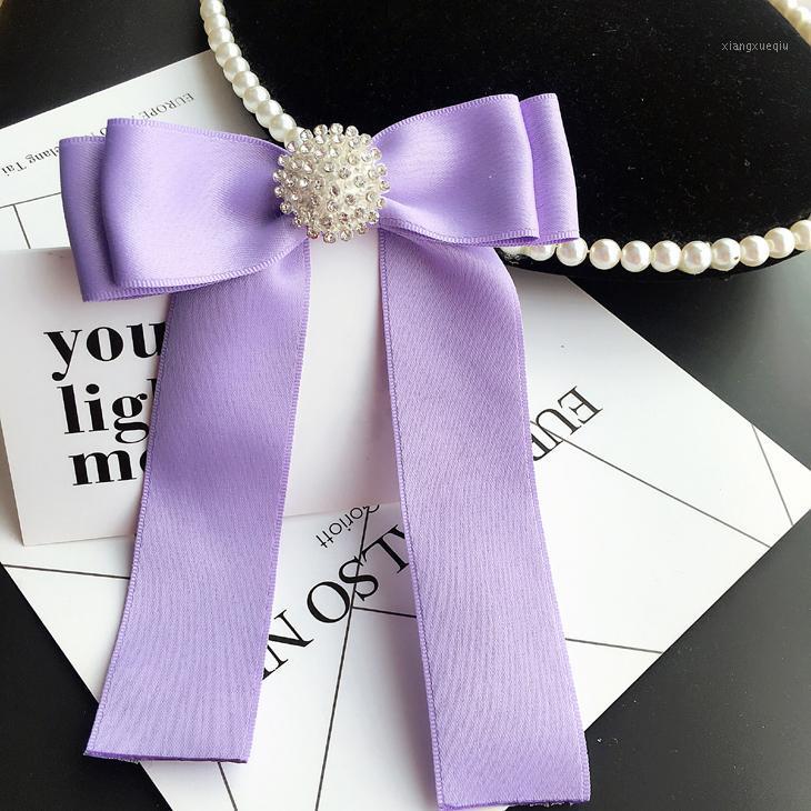 

Pins, Brooches Fashion Woman Pins Long Ribbon Bowknot Shiny Rhinestones Trendy Shirt Dress Accessories Jewelry, Gray