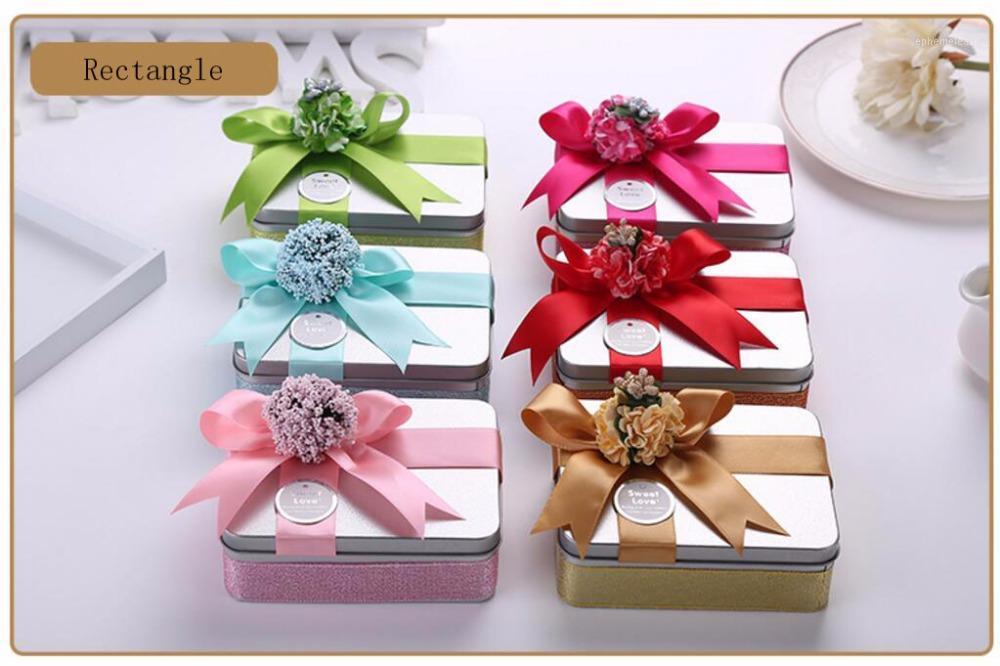 

10pcs Rectangle Candy Chocolate Spte Box Boxes With Satin Ribbon Flower For Wedding Party Birthday Baby Shower Favors Gifts1