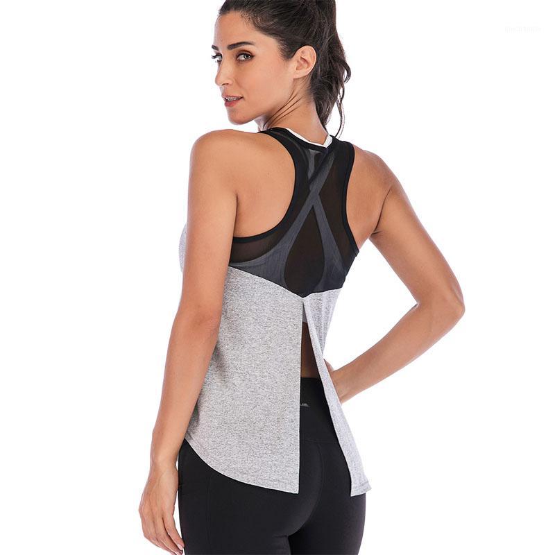 

Hot Women Sportswear Solid Color Wide Tied Hem Vest Tops for Yoga DO21, Black