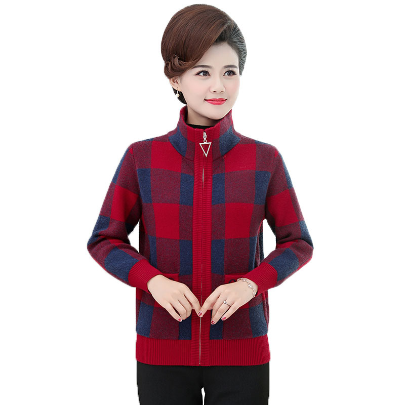 

New Winter Trellises Mesh Cardigans Middle-aged Mom Fashion Short Woman's Jacket Plus Size R512 Ys57, Color 4