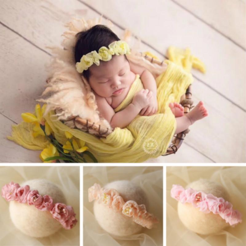 

Newborn Photography Props Lace Flower Baby Headband Buds Perm Border Baby Hairband Infant Shoot Accessories Sweet Headwear