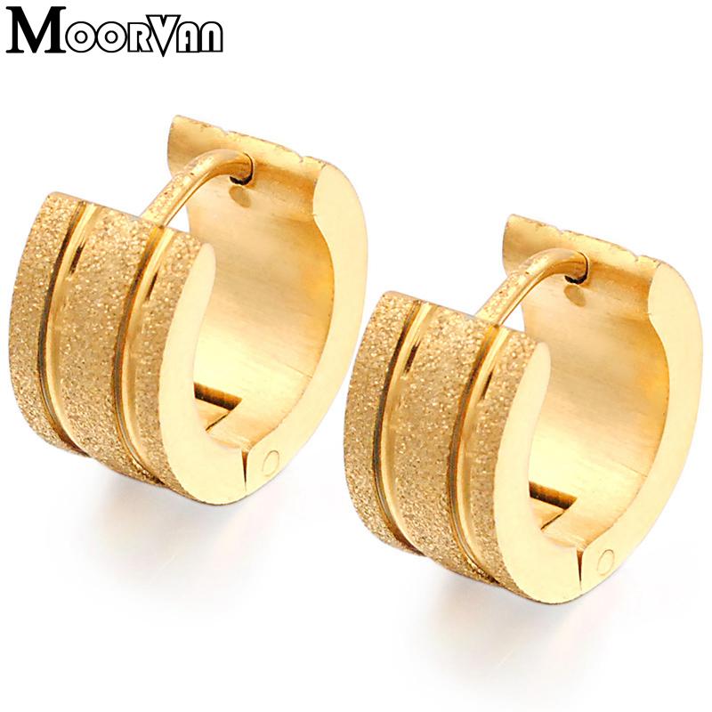 

Moorvan 2021 New Arrival Unisex Earring Popular Cool Gold color Earring Stainless Steel 13mm*7mm Fashion jewelry VE339