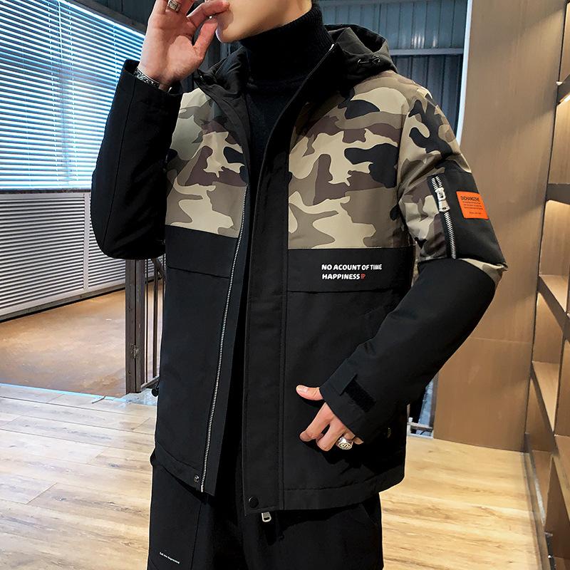 

padded men's cotton padded clothes winter casual Korean hooded Korean fashionable and handsome fashion slim casual coat, See chart