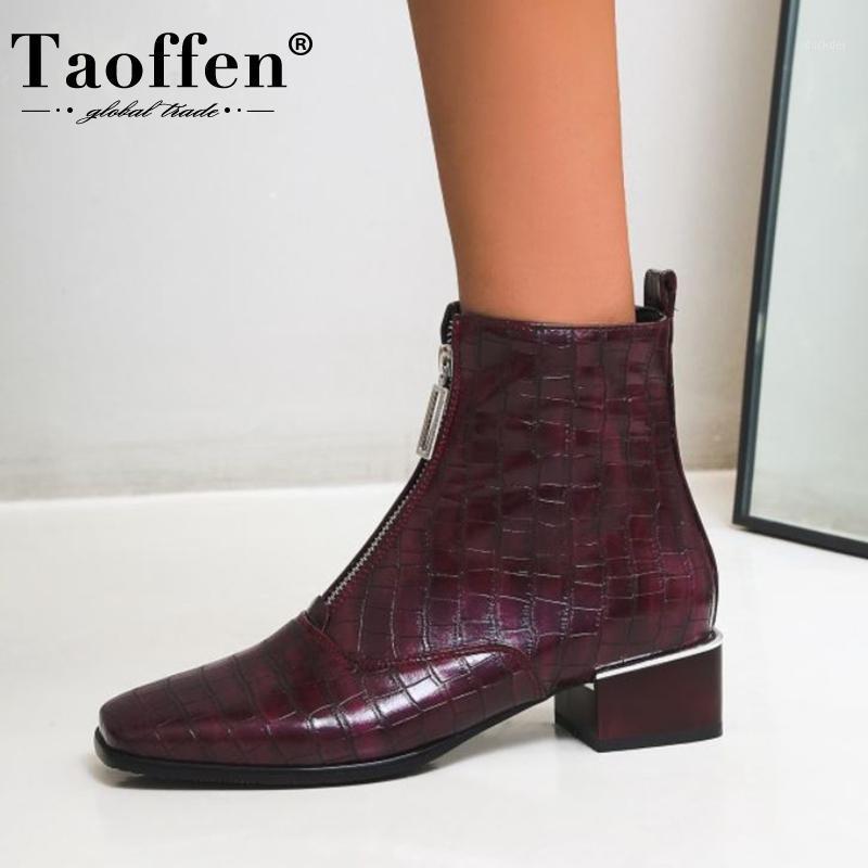 

Taoffen Plus Size 34-48 Women Ankle Boots Fashion Zipper High Heel Winter Shoes Woman Warm Short Boot Office Lady Footwear1, Black
