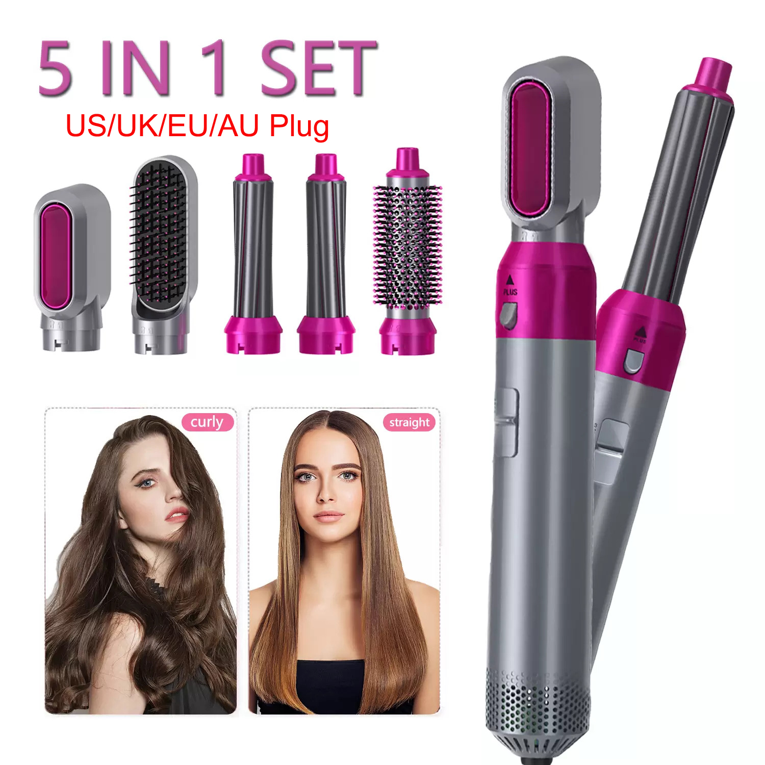 

Top Seller Air Wrap 5 in 1 Professional Hair Dryer Brush Automatic Curling Iron Hair Straightener Hot Comb Styling Tools Blow Home Curler
