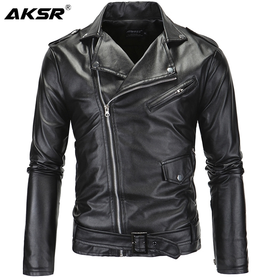 

AKSR Men's Leather Jacket Stand Collar Cropped Diagonal Zipper Punk Style Casual Slim Jacket Faux Fur Coat Men Hot Size -4XL 201124, Xp09 white