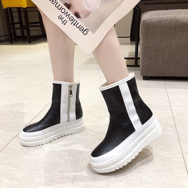 

Women's shoes street fashion fashion temperament thick-soled short boots autumn and winter boots versatile, comfortable1, Black