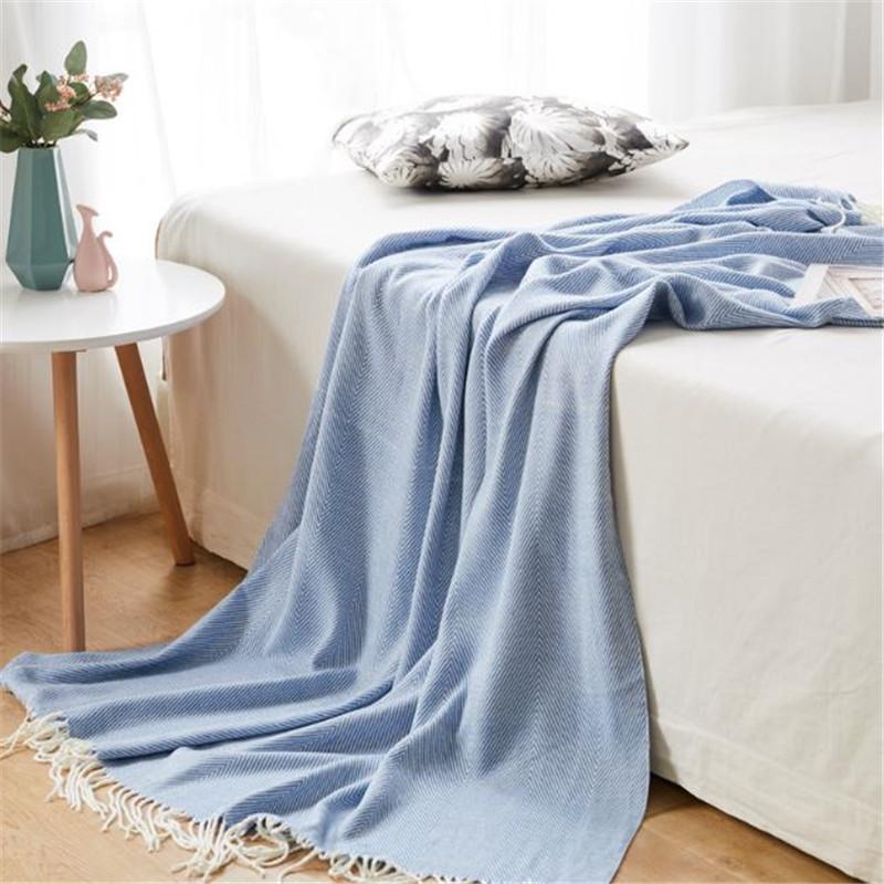 

Tassel Blanket Soft Warm Hand-woven Jacquard Wave Sofa Mat Throw Blankets 130x170 cm