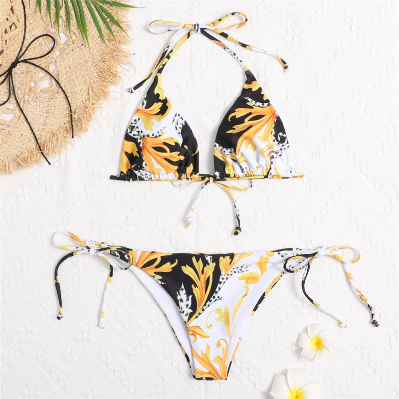

Seaweed Print Bikinis Designer Padded Women's Push Up Swimwears Outdoor Beach Vacation Bandage Sexy Goddess Swimsuits