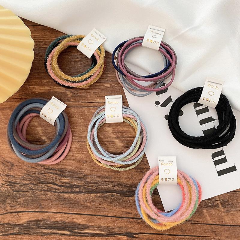 

10 Pcs/Set New Children Cute Soft Solid Elastic Hair Bands Girls Lovely Colorful Scrunchies Rubber Bands Kids Hair Accessories, 2-10 pcs
