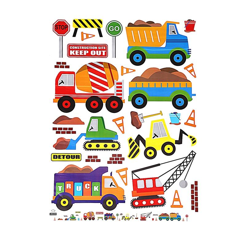 

Promotion! Digger building construction truck car stickers wall decals kids bedroom diy