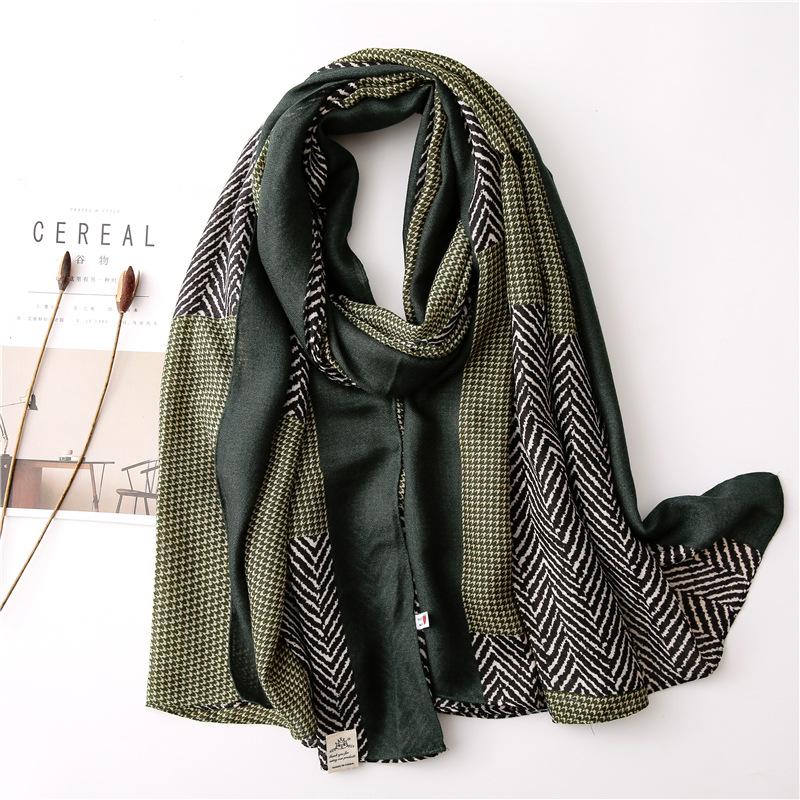 

2020 Spring Women Scarf Plaid Patchwork Ladies Shawls and Wraps Soft Muslim Hijab Turbans Bandana Foulard