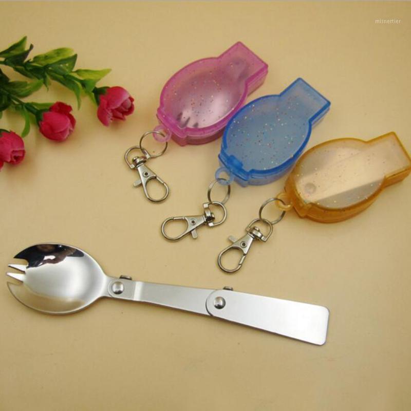 

Foldable #304 Stainless Steel Children dinnerware set dessert tableware set fork spoon dual purpose easy to use and take1