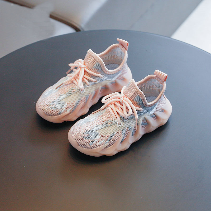 

Baby Sneakers Infant Shoes Fashion Children Baby Kids Girls Shoes Stretch Breathable Mesh Sports Running Shoes, Black