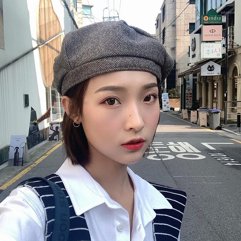 

Sombreros De Mujer Beret Female British Retro Pumpkin Hat Autumn and Winter All-match Kapelusz Berets Caps for Women Sombrero1, Black