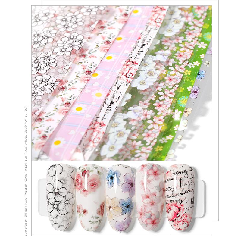 

1pieces colorful flowers stickers on nails sheet transfer starry sky summer sliders for manicure Nail Art decals decoration, 833-8